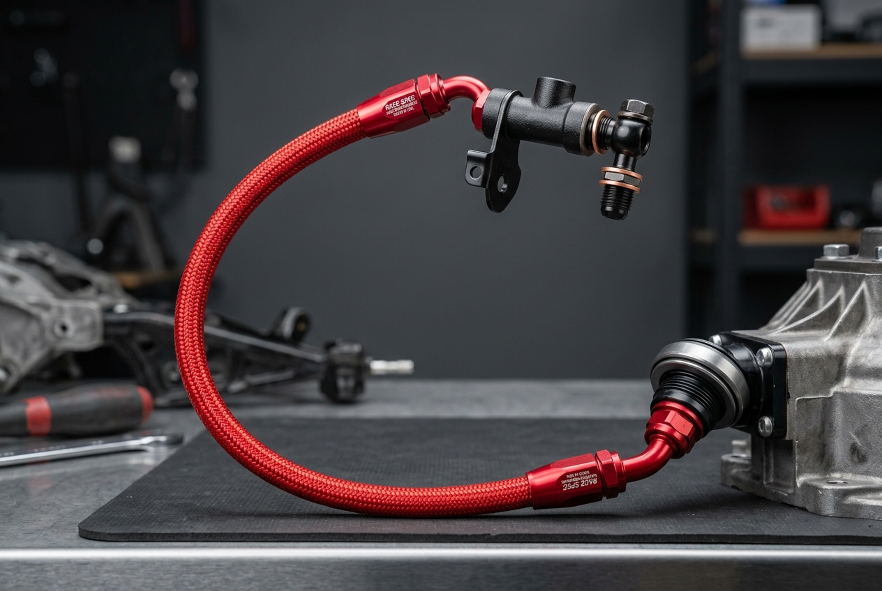 GTO and 3000GT Replacement Stainless Steel Braided Clutch Damper System Delete Hose Red