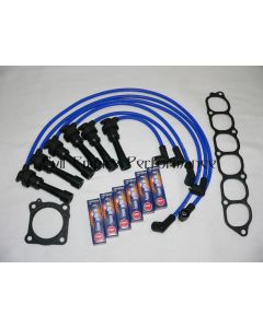 GTO and 3000GT Twin Turbo Spark Plug and HT Lead Service Kit Blue